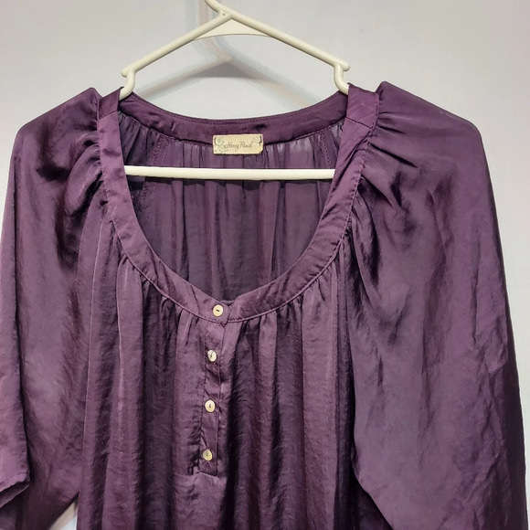 Honey punch silk purple button up flowy - Picture 1 of 8